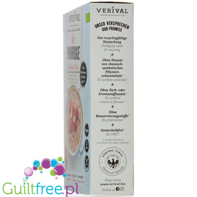 Verival Bio Porridge Erdbeer-Chia  - gluten-free vegan protein porridge without added sugar with strawberry  & chia