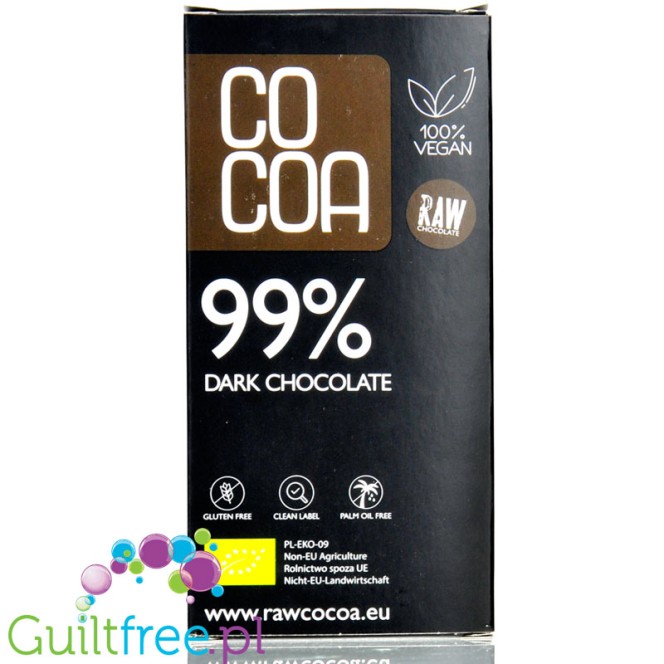 RAW COCOA Keto Dark Chocolate - bio ciemna czekolada 99% bezglutenowa z nieprażonego kakao