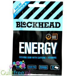Blockhead Energy Gum Peppermint 50mg caffeine - energetyczna guma do żucia z kofeiną, żeńszeniem i witaminami