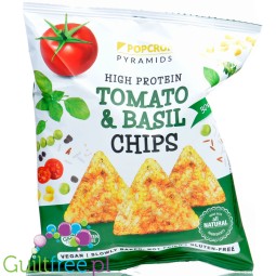 Popcrop Piramidki Tomato & Basil - wegańskie, bezglutenowe chipsy proteinowe, Pomidor z Bazylią