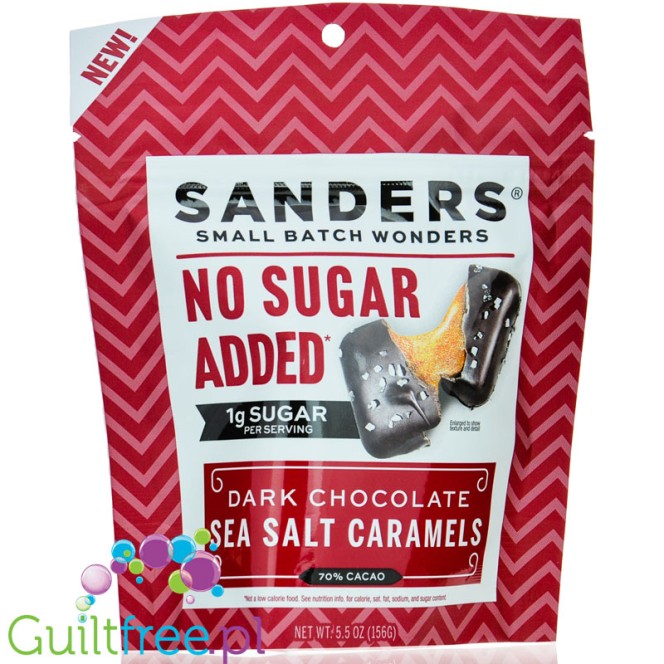 Sanders Dark Chocolate Sea Salt Caramels - ręcznie robione karmelowe solone toffee ciągutki bez cukru