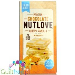 AllNutrition Protein Chocolate Nutlove Crispy Vanilla with Biscuits - biała czekolada białkowa o smaku waniliowym z herbatnikami