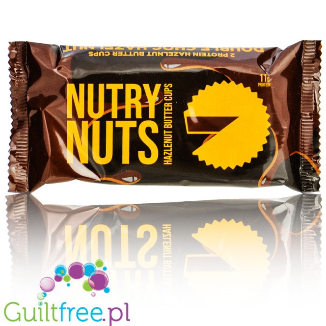 Nutry Nuts Hazlenut Butter Cups Double Chocolate - miseczki proteinowe 67% mniej cukru, Ciemna Czekolada & Orzechy Laskowe