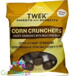 TWEEK Corn Crunchers - błonnikowe chrupki kukurydziane w mlecznej czekoladzie bez cukru 32% błonnika