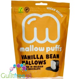 Mallow Puffs Vegan Marshmallows Vanilla Belgian & Chocolate - wegańskie waniliowe pianki w czekoladzie