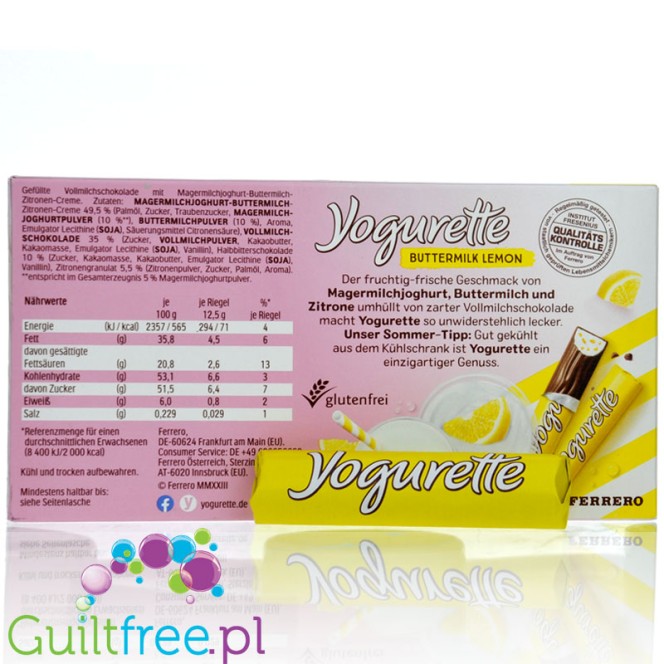 Yogurette Buttermilk Lemon (CHEAT MEAL) - batoniki czekoladowe z masą jogurtowo-cytrynową