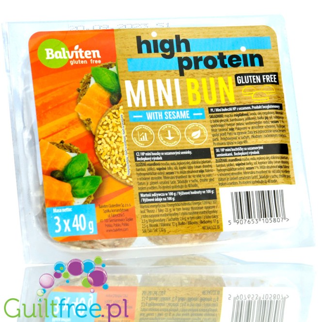 Balviten High Protein Sesame Mini Bun - bezglutenowe mini bułeczki proteinowe z sezamem