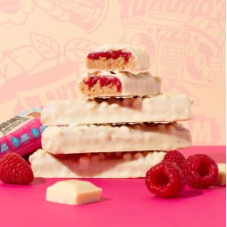 Yummo's Vegan Protein Bar White Choc Raspberry - wegański baton proteinowy 185kcal & 15g białka, Maliny & Biała Czekolada