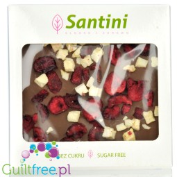 Santini Mleczna czekolada bez dodatku cukru z wiśniami i jabłkami, słodzona maltitolem