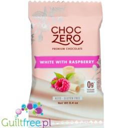 Choc Zero Keto Bark, White Chocolate Raspberry - wegańska keto biała czekolada bez cukru z malinami