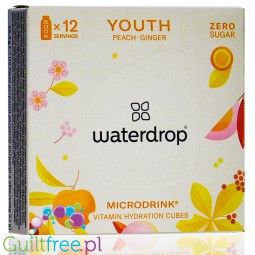 Waterdrop Youth (Brzoskwinia, Imbir, Żeń-szeń) - rozpuszczalne kostki do napoi bez cukru i sztucznych słodzików