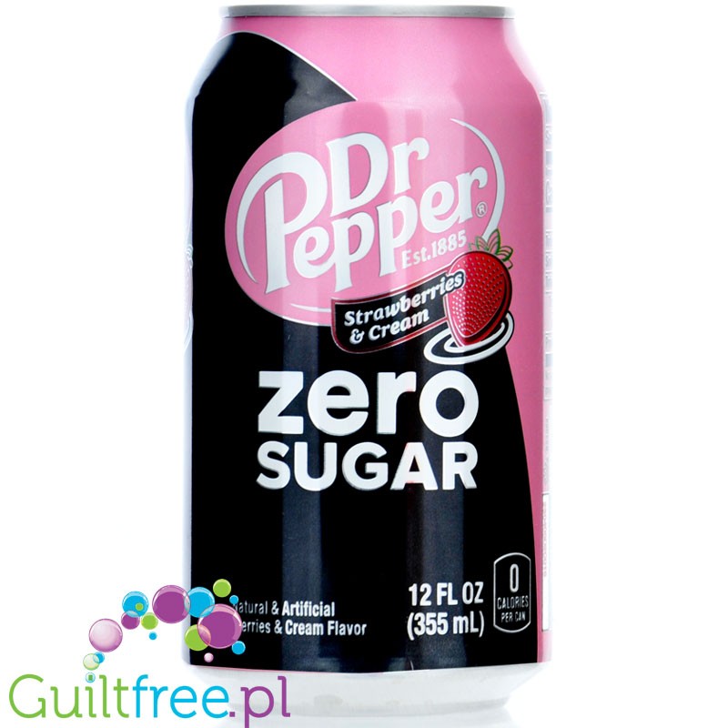 Dr Pepper Strawberries & Cream Zero Sugar, USA - napój zero kalorii, import USA ZERO CUKRU
