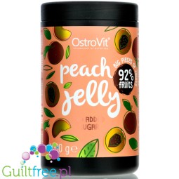 Ostrovit Peach Jelly - frużelina brzoskwiniowa bez dodatku cukru, brzoskwinie w żelu 92% owoców duże kawałki owoców