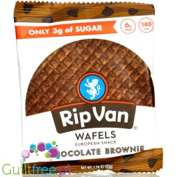 Rip Van Wafels Chocolate Brownie 140kcal - holenderski stroopwafel 80% mniej cukru, smak czekoladowego brownie