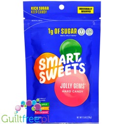 Smart Sweets Jolly Gems Hard Candy - wegańskie błonnikowe cukierki bez cukru i maltitolu, ze stewią