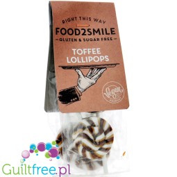 Food2Smile Toffee Lollipops 24kcal - wegańskie lizaki bez cukru o smaku karmelowym 5 szt