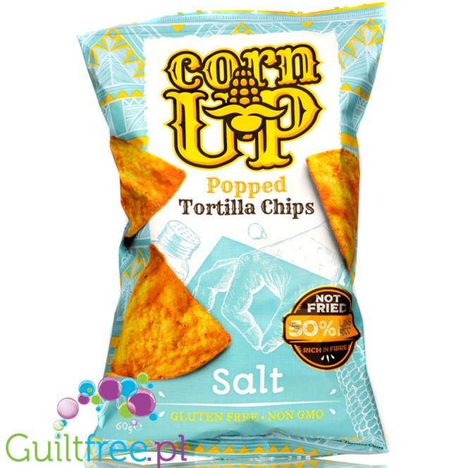 CornUp Popped Tortilla Chips Salt - solone chipsy kukurydziane 50% mniej tłuszczu