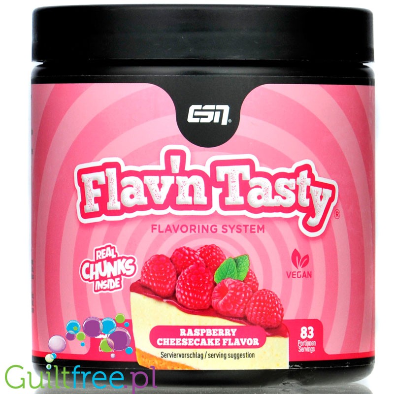ESN Flav'N'Tasty Raspberry Cheesecake 250g - wegański aromat w proszku, Sernik Malinowy