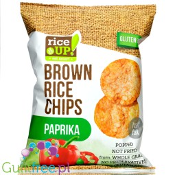 RiceUp Paprika 25g - cieniutkie paprykowe chipsy z brązowego, pełnoziarnistego ryżu