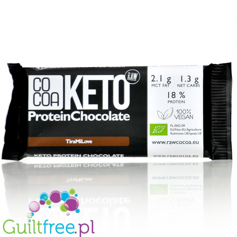 RAW COCOA Keto Protein Chocolate - bio dark chocolate with tiramisu protein sweetened with erythritol