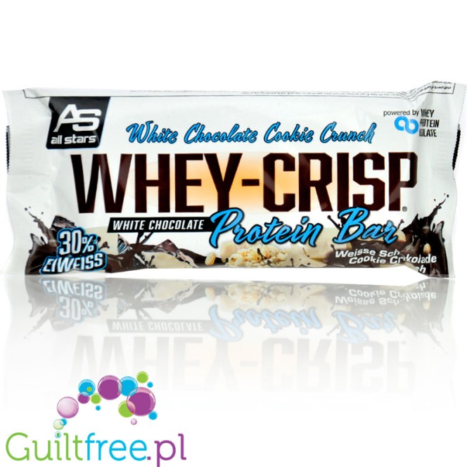 All Stars Whey Crisp White Chocolate Cookie Crunch - crunchy protein white chocolate bar and biscuits