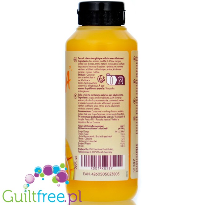 GymQueen Mamma Mia Sauce Mango 265ml sweet dessert sugar syrup