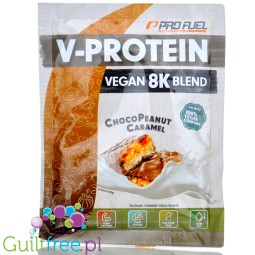 Pro Fuel V-Protein 8K Choco Peanut Caramel 30g - wegańska odżywka o smaku czekoladowo-orzechowo karmelowym