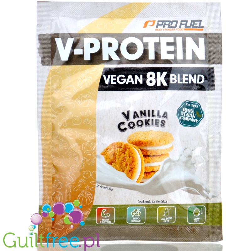 Pro Fuel V-Protein 8K Vanilla Cookies 30g - wegańska odżywka proteinowa o smaku waniliowych ciasteczek