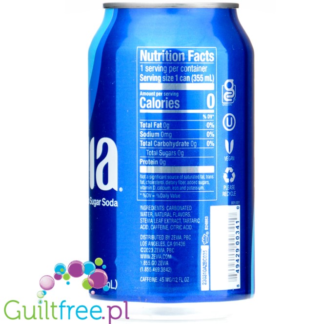 Zevia Cola - 100% naturalna cola bez kalorii ze stewią