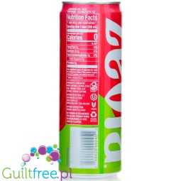 Zevia Energy Strawberry Kiwi- a carbonated sugar-free drink with a grapefruit flavor, contains a sweetener (stevia)
