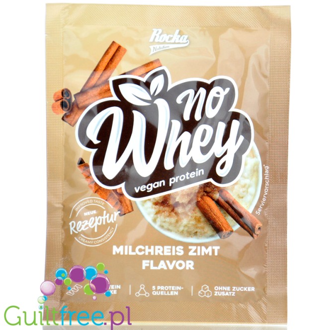 Rocka Nutrition NO WHEY Milchreis Zimt 30g - wegańska odżywka białkowa bez soi, 4 źródła białka, smak Ryż na Mleku