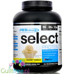 PEScience Select Protein Gourmet Vanilla 1.71kg - odżywka białkowa 24g białka w 120kcal, kazeina & izolat, Wanilia