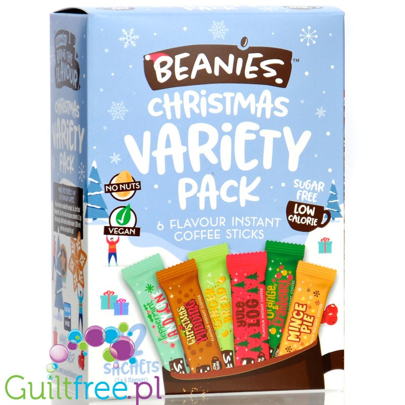 Beanies Christmas Variety Pack Stick Sachets instant flavored coffee 2kcal pe cup