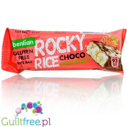Benlian Rocky Rice Choco Strawbery 93 kcal - bezglutenowy baton z brązowego ryżu, truskawka w mlecznej czekoladzie