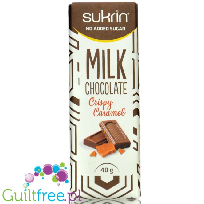 Sukrin Milk Chocolate Crispy Caramel - mleczna czekolada z kawałkami karmelu bez dodatku cukru ze stewią i erytrolem