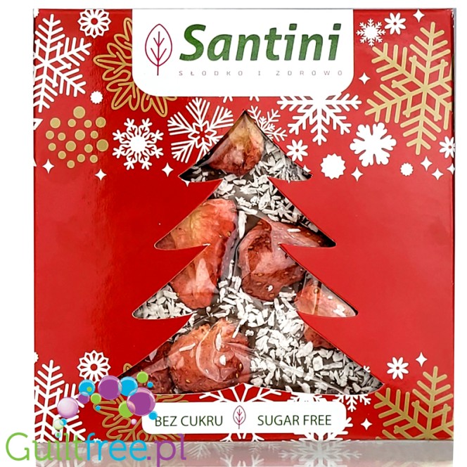 Santini Christmas, sugar free milk chocolate with strwberry and coconut