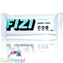 FIZI Protein Peanut & Cacao - vegan protein bar with no added sugar chocolate topping