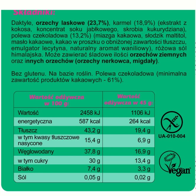 FIZI Guilty Pleasure Hazelnut & Caramel - wegański baton proteinowy w polewie czekoladowej bez dodatku cukru