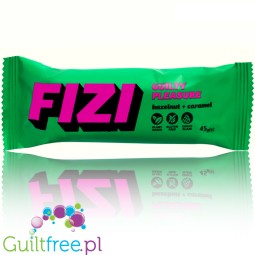FIZI Guilty Pleasure Hazelnut & Caramel - wegański baton proteinowy w polewie czekoladowej bez dodatku cukru