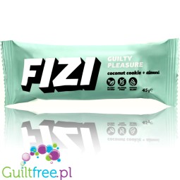 FIZI Guilty Pleasure Coconut Cookie & Almond - vegan protein bar with no added sugar chocolate topping