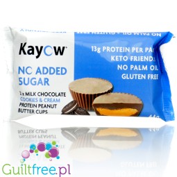 Kayow KETO Protein Peanut Butter Cups Cookies & Cream - proteinowe miseczki z masłem orzechowym bez cukru, Ciasteczka z kremem