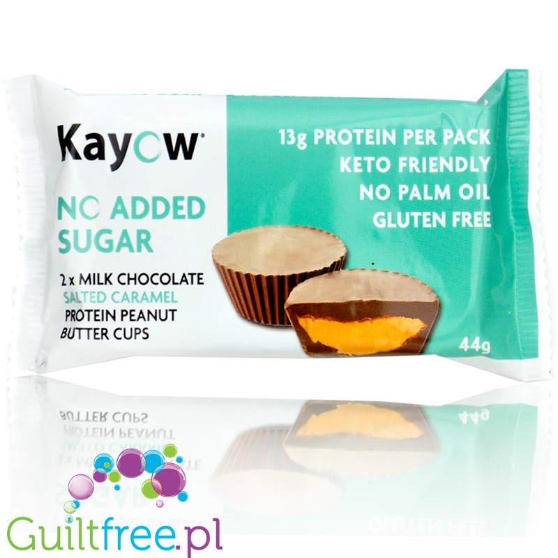 Kayow KETO Protein Peanut Butter Cups Salted Caramel - proteinowe miseczki z masłem orzechowym bez cukru, Solony Karmel