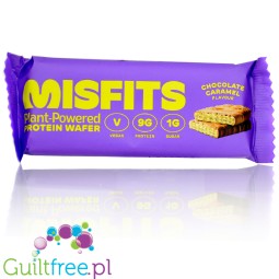 MisFits Vegan Protein Wafer Chocolate Caramel - wegański wafelek proteinowy w ciemnej czekoladzie o smaku karmelowym
