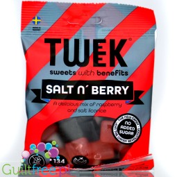 TWEEK Salt'n Berry Gummies Raspberry and Licorice with no added sugar & 64% fiber content