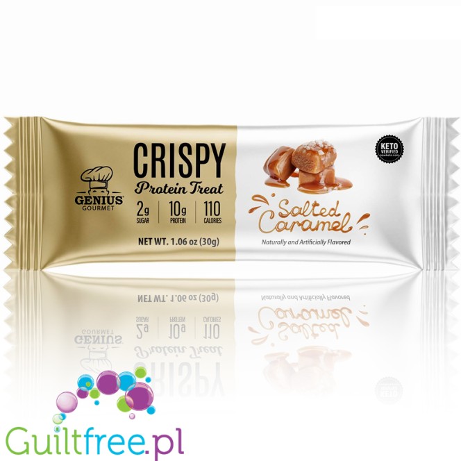 Genius Gourmet Crispy Protein Treat Salted Caramel 110kcal - ketogeniczny chrupiący baton z MCT 10g białka
