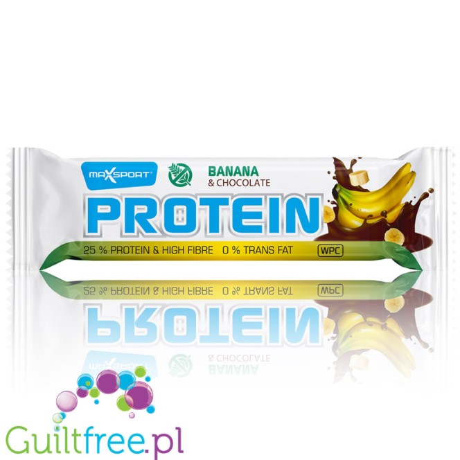 MaxSport Protein Bar Banana & Chocolate - bezglutenowy baton proteinowy 13g białka & 204kcal, Banan z Czekoladą