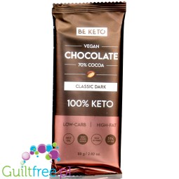 BeKeto™ 70% Cocoa Vegan Classic Dark - wegańska ketogeniczna czekolada bez dodatku cukru