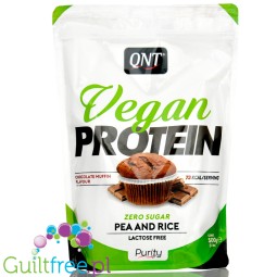 QNT Vegan Protein, Chocolate Muffin - wegańska odżywka białkowa, izolat białka grochu z białkiem ryżu, Muffinki Czekoladowe