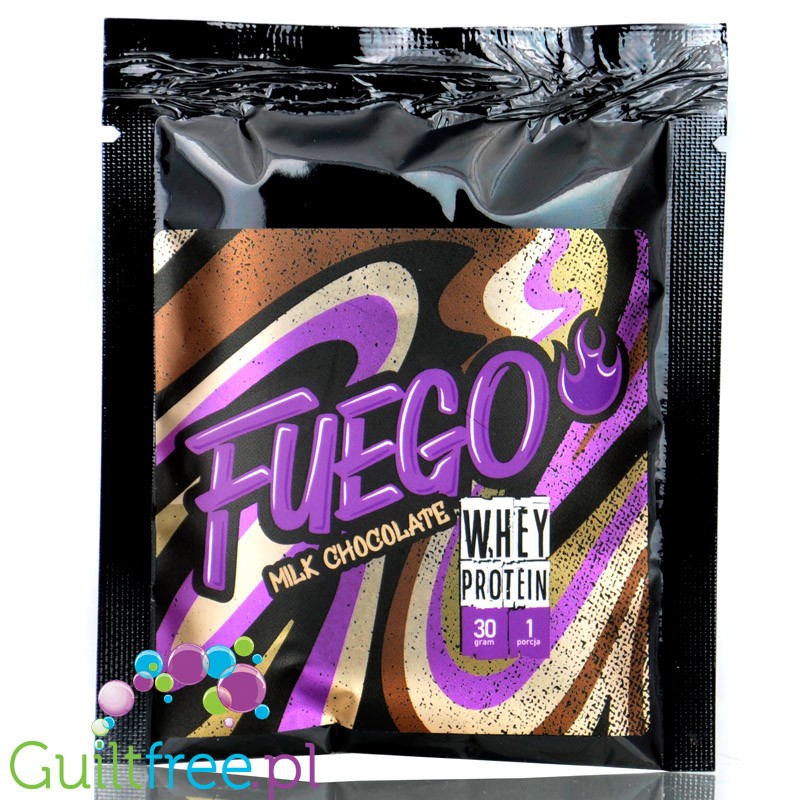 Fuego Whey Protein Milk Chocolate 30g - koncentrat białek serwatkowych o smaku mlecznej czekolady