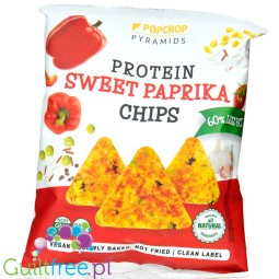 Popcrop Piramidki Sweet Paprika - wegańskie, bezglutenowe chipsy proteinowe, Słodka Papryka